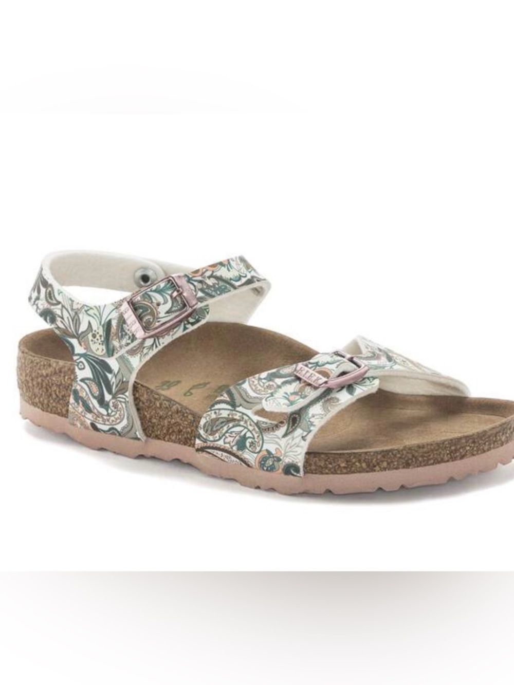 Birkenstock Kids Burk’s-Flor Paisley Light Rose Vegan Two Buckle 30 US 12-12.5